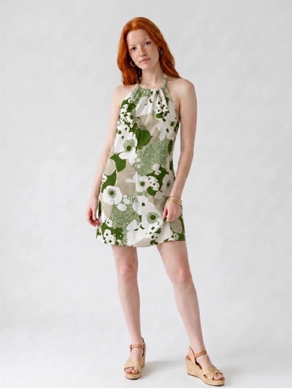 Silk Blend Mod 60s 70s patterned Floral Shift Dress Brady bunch‎